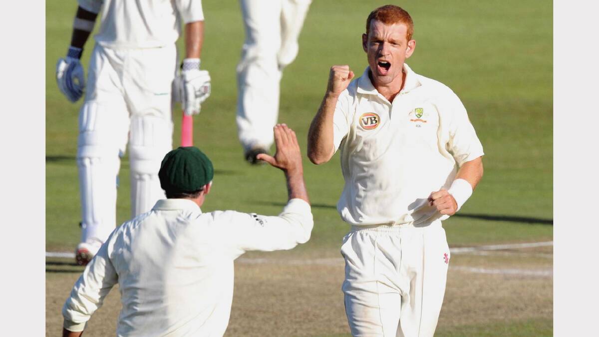 Andrew McDonald celebrates the wicket of Paul Harris of South Africa during day two of the Second Test between South Africa and Australia played at Kingsmead on March 7, 2009 in Durban, South Africa. Picture: Getty Images