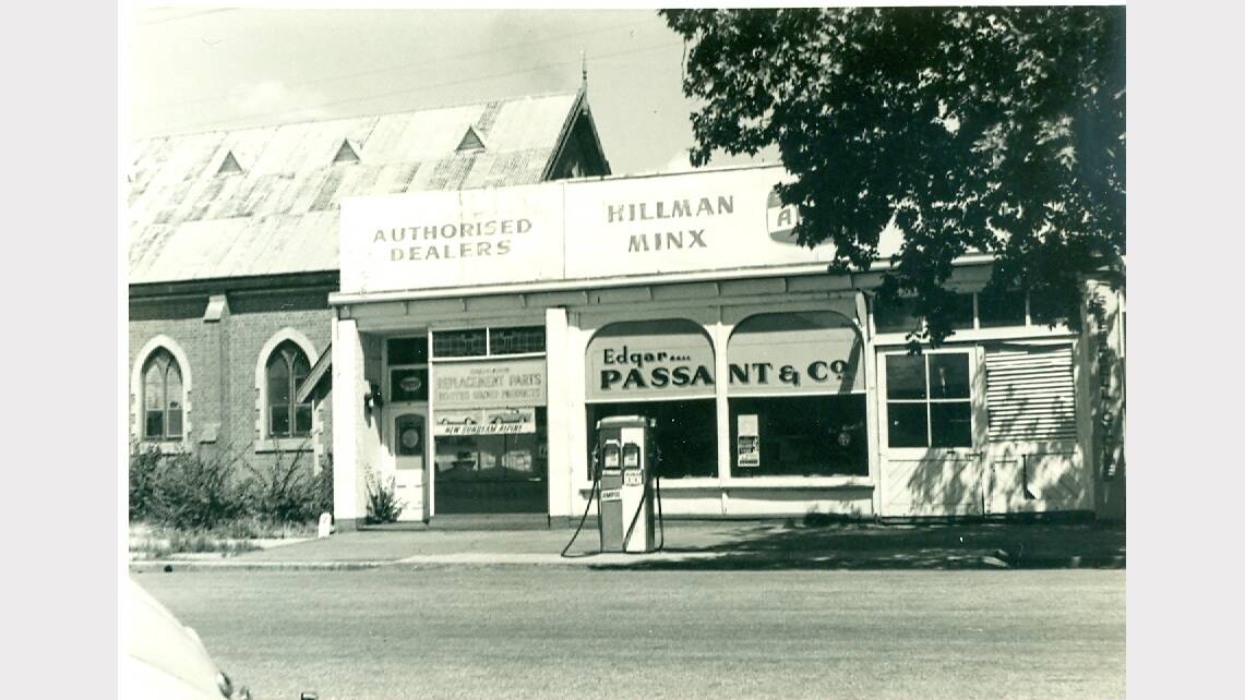 A car dealer and church hall in Olive Street in the Fifties (now site of police station)