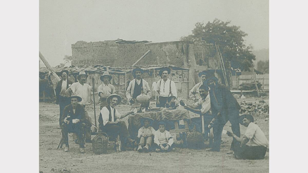 Beer and a game of cards helped men relax at Watson's brickworks in South Albury about 1900. 