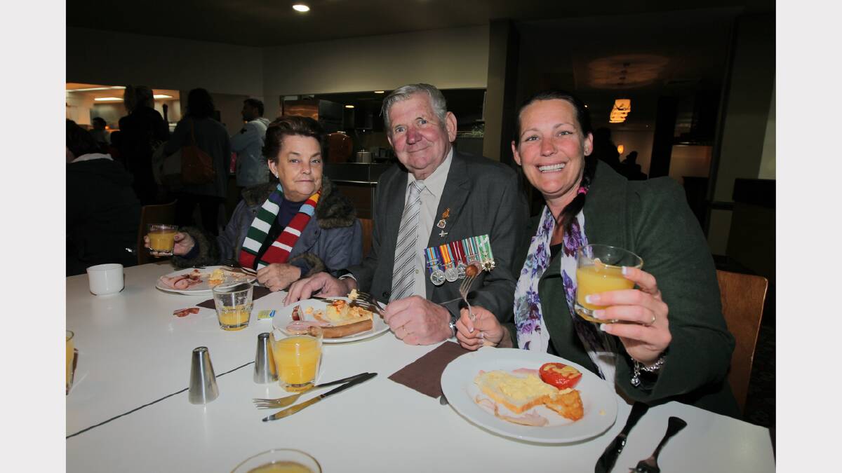 Yvonne Godde, of Lavington, Bill Godde, of Lavington, and Natalie Godde, of San Diego. Natalie came to her first Albury dawn service with her parents and was very impressed with the service. PICTURE: Tara Goonan.