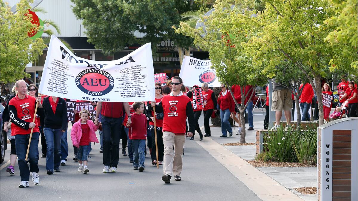 Victorian teacher's march over pay dispute. PICTURE: John Russell.
