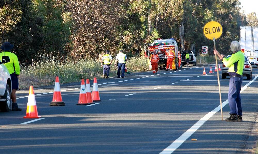 The northbound lane was closed at the scene of the crash yesterday. Picture: PETER MERKESTEYN