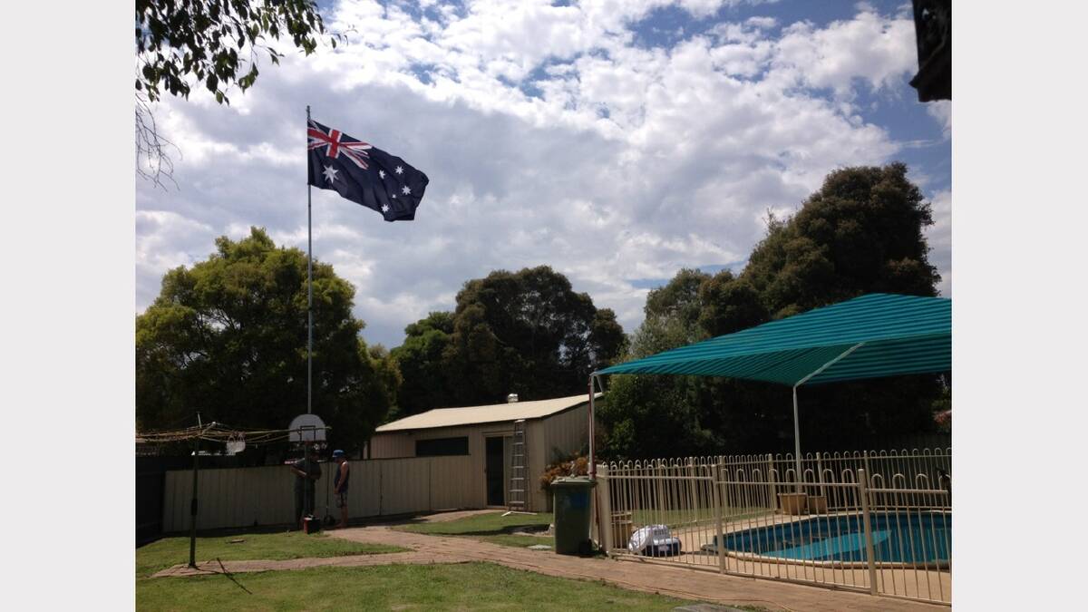 Submitted via the Border Mail iPhone app by Daniel Mott: "Pool party with 3m Australian flag."