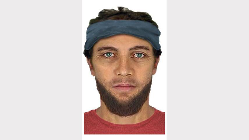A illustrated image of the man police want to talk to.