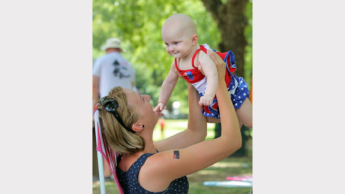 Noreuil Park, Australia Day Ceremony 2013, Kristy James with her 6 month old baby Remi James, of Albury. PICTURE: Tara Goonan.