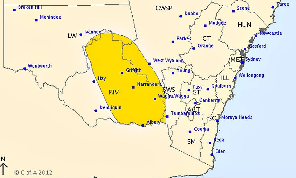 Most of the Riverina has been warned to expect strong winds.