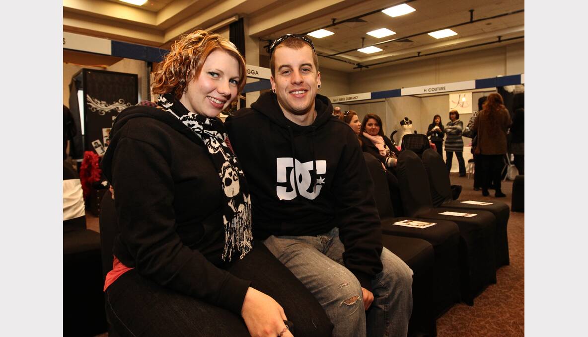 Albury Wodonga Bridal Fair on Sunday. Amie Gillett and Dusty Flynn, both of Springdale Heights, will marry in April.