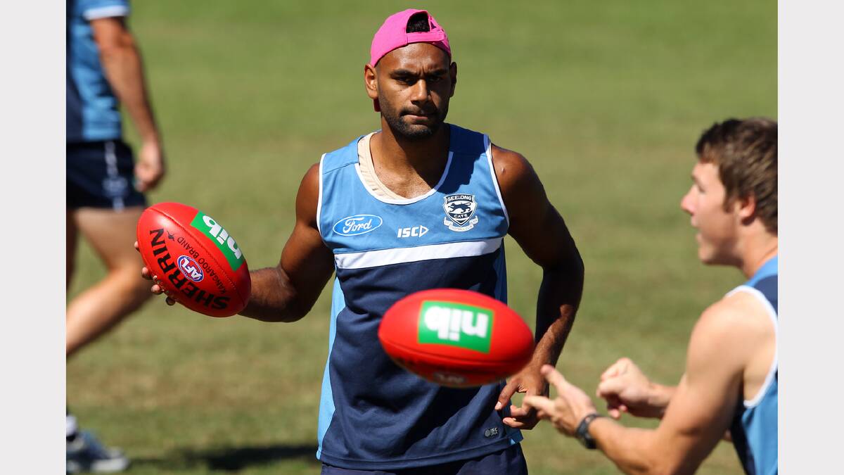 Geelong Football Club trains at the Mt Beauty football ground for the AFL pre-season. Travis Varcoe.