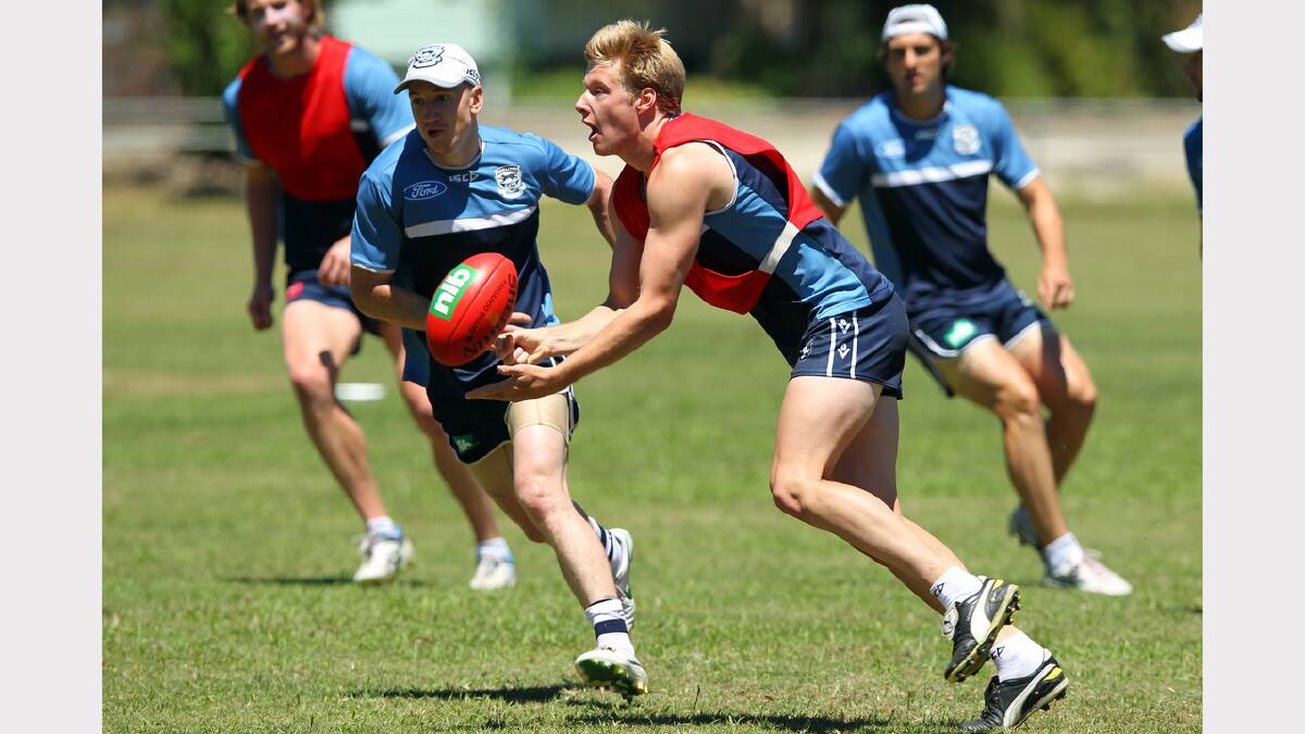 Geelong Football Club trains at the Mt Beauty football ground for the AFL pre-season.