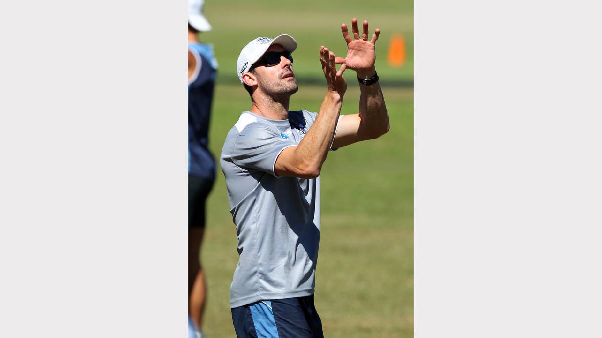 Geelong Football Club trains at the Mt Beauty football ground for the AFL pre-season. Assistant coach Nigel Lappin.