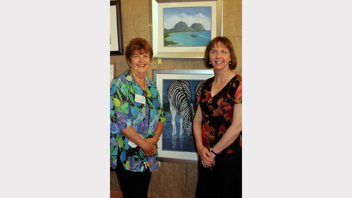 Dawn Gibbs and Sherylyne Moran at the opening of Buds Art Group sale and exhibition at the Thurgoona Community Hall.