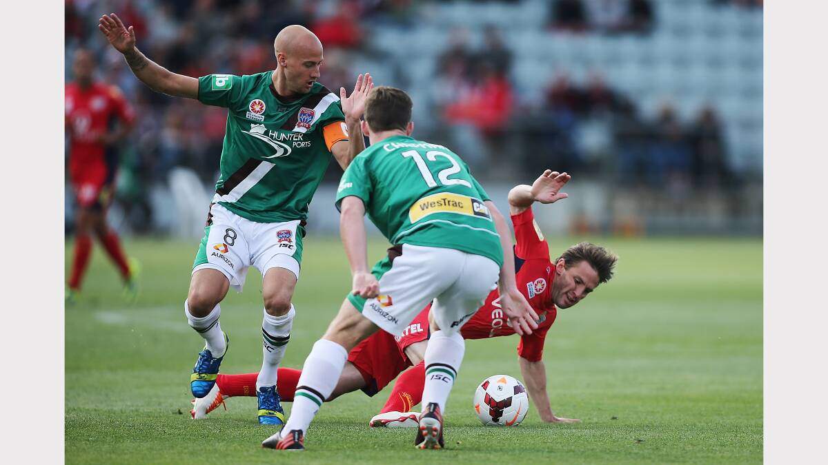 A-LEAGUE: Scenes from the Newcastle v Adelaide clash at Coopers Stadium. Picture: Getty Images