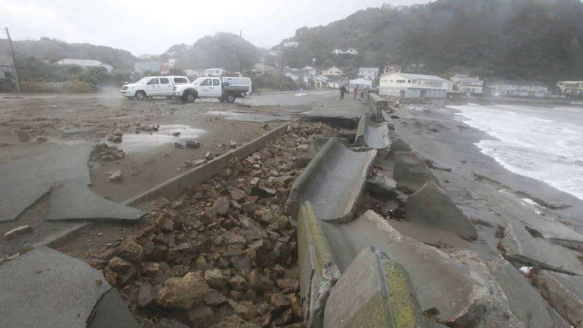 Storm damage at Island Bay. Picture: PHIL REID