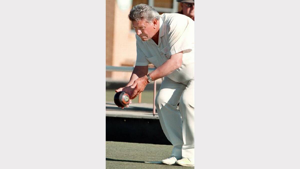 Max Finlay a picture of concentration at Windsor Park Bowling Club. Picture: ALEX MASSEY