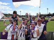 Keen Perth fans, some of whom made the trip from WA to Lavington to see the game. Picture: MATTHEW SMITHWICK