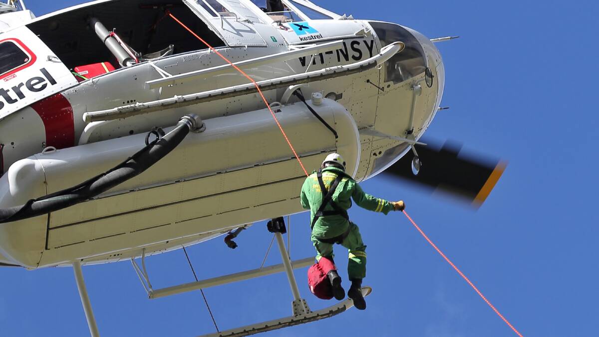 The Department of Environment and Primary Industries held a training session at Ovens. The rappel crew conducts training every 14 to 20 days during the fire season. Pictures: BEN EYLES