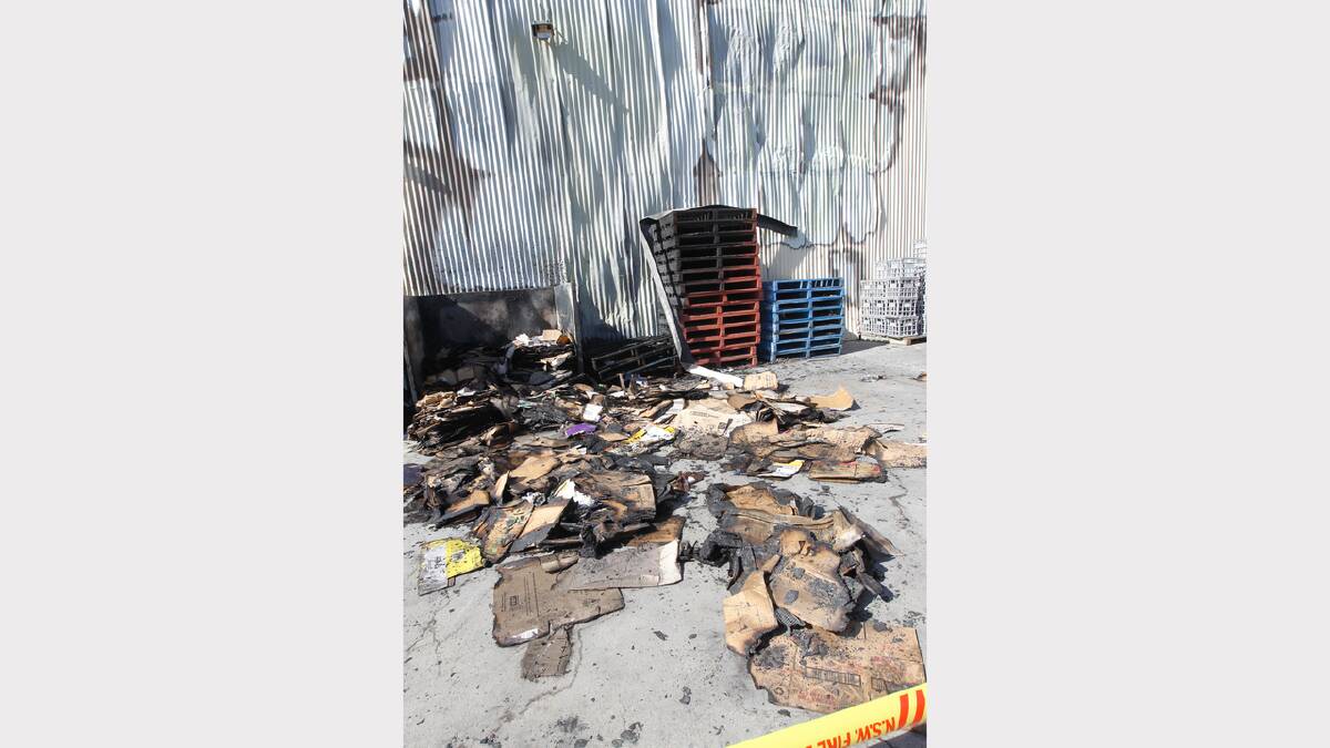 Damage to the East Albury IGA after a fire was lit in bins at the back of the building. 