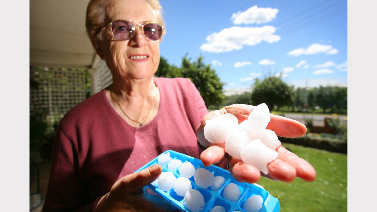 October 2007 - Serafina Ruaro collected hail from the storm in Myrtleford and put some in her freezer.