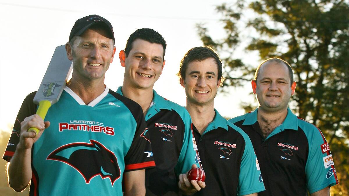 Lavington Panthers Cricket Club's coach Robbie MacKinlay, junior co-ordinator Cameron McCormack, captain Andrew Taylor and president Sam Strelec. Picture: BEN EYLES