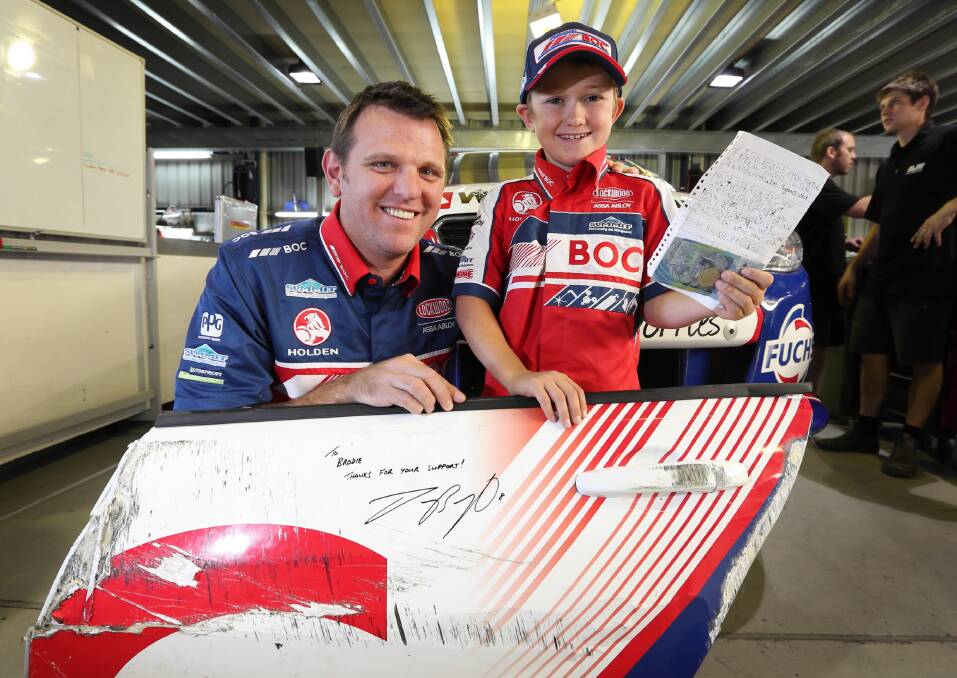 Jason Bright is so impressed Brodie Pearson would offer up his $10.20 pocket-money to help rebuild the Team BOC vehicle that the car has been named Brodie. Picture: MATTHEW SMITHWICK