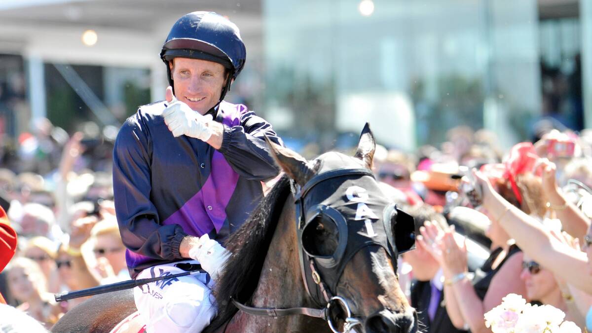 Damien Oliver on Fiorente, the Melbourne Cup-winning horse trained by Gai Waterhouse. Picture: FAIRFAX