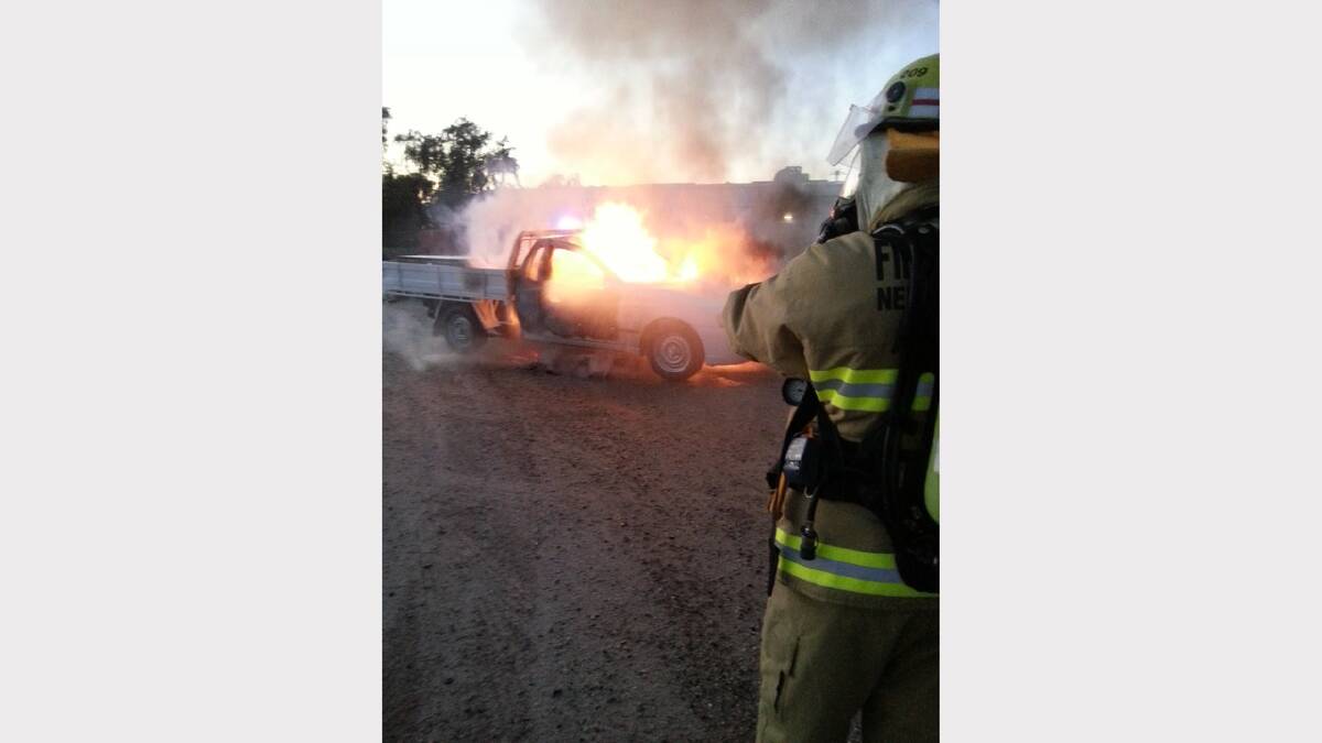 A ute was found well alight at the back of a South Albury plumbing business yesterday.