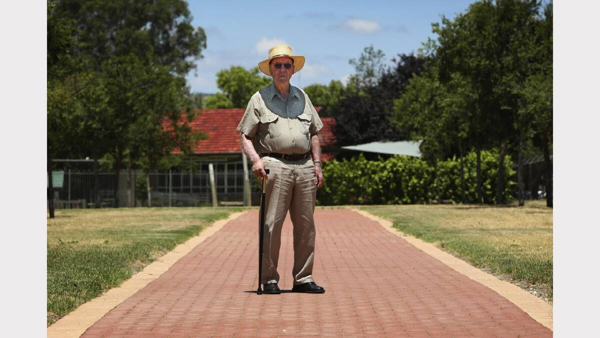 Bill Richardson stands in the Wodonga park named after his father, Robert Richardson, on the site of the original saleyards in the city centre.