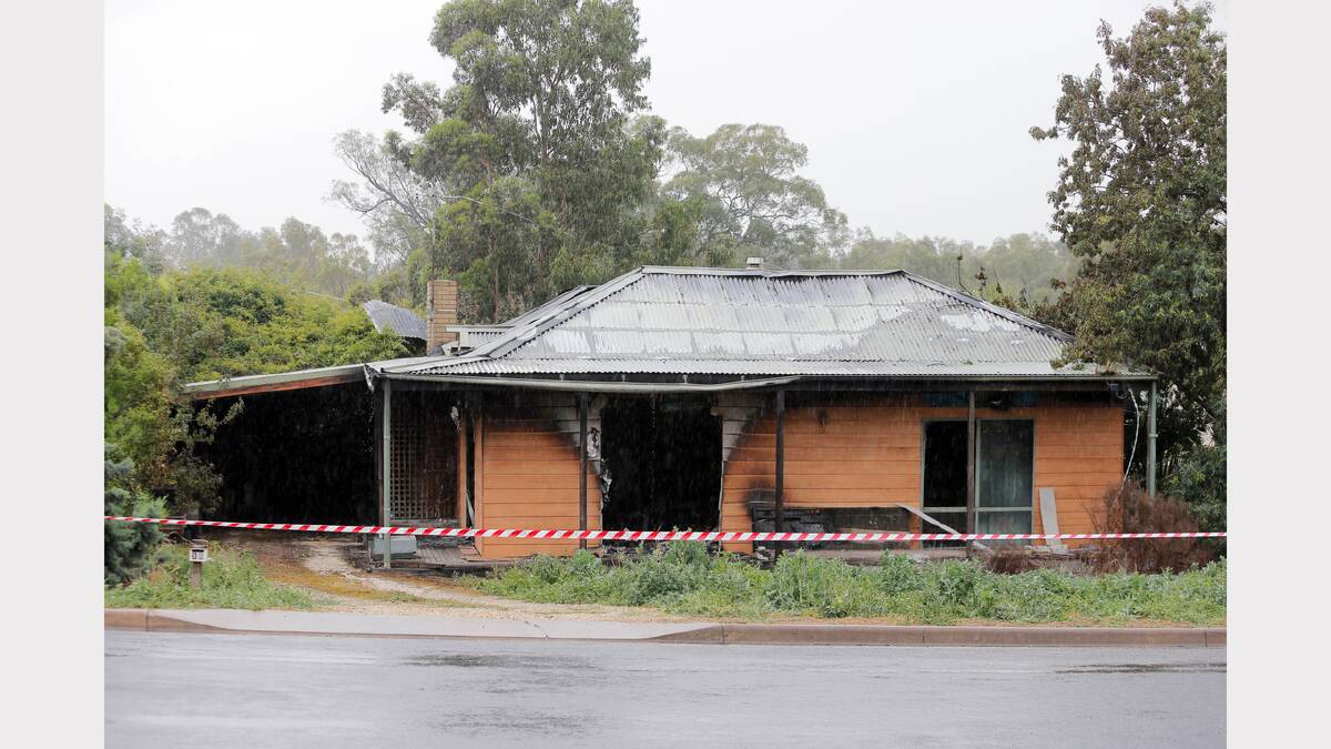 The remains of Clint Brown’s home in Blanche Street, Wahgunyah that was destroyed by fire on Wednesday. 