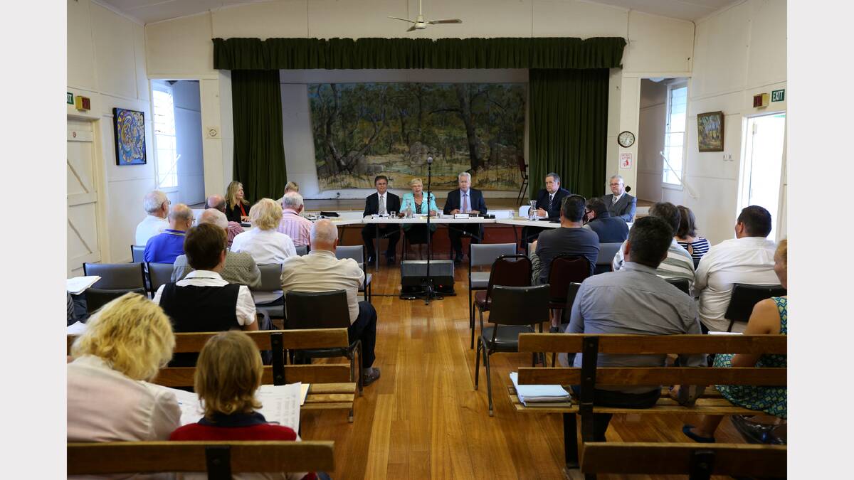 The first meeting of Wangaratta Council administrators, held at the Eldorado Hall.