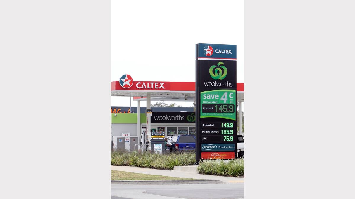 Prices at the Woolworths Caltex at Whitebox Rise.
