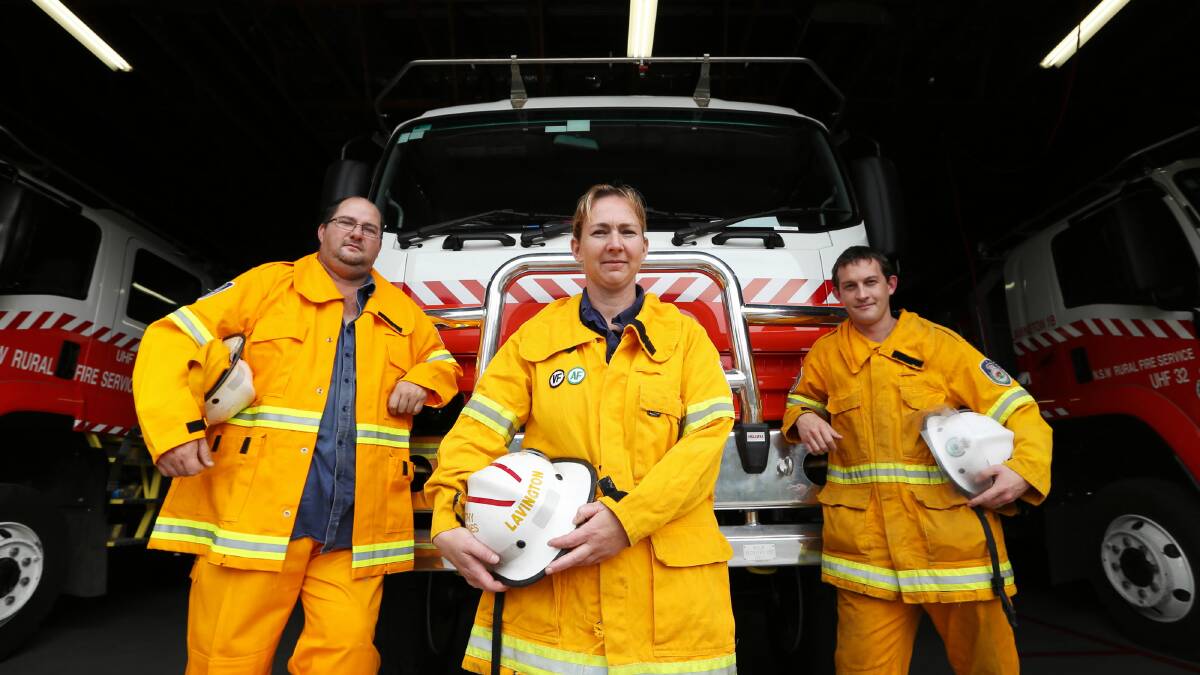 Lavington fire brigade crew leader Sean Farrar,deputy captain and crew leader Kathy Barnes and driver/first aid officer Mark Gentile have spoken about their experience fighting bushfires in the Blue Mountains.  Picture: MATTHEW SMITHWICK