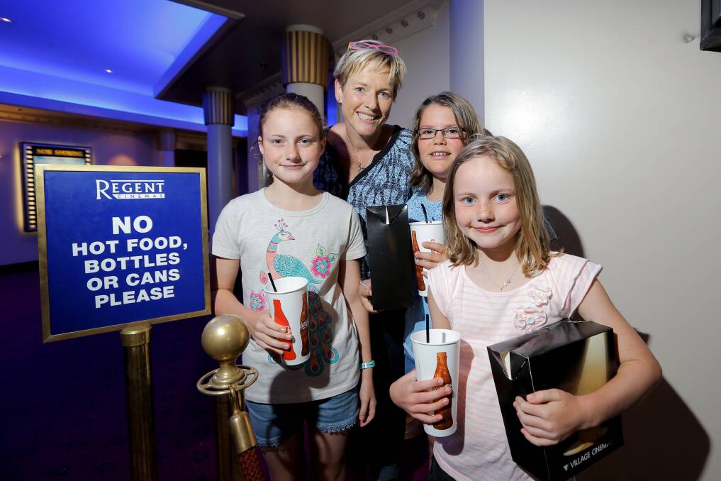  Isobel Byrt, 12, Shelley Byrt, Abby Wise, 11, and Ruby Byrt, 9,  came to escape the heat and watch 'Cloudy With a Chance of Meatballs 2'.
