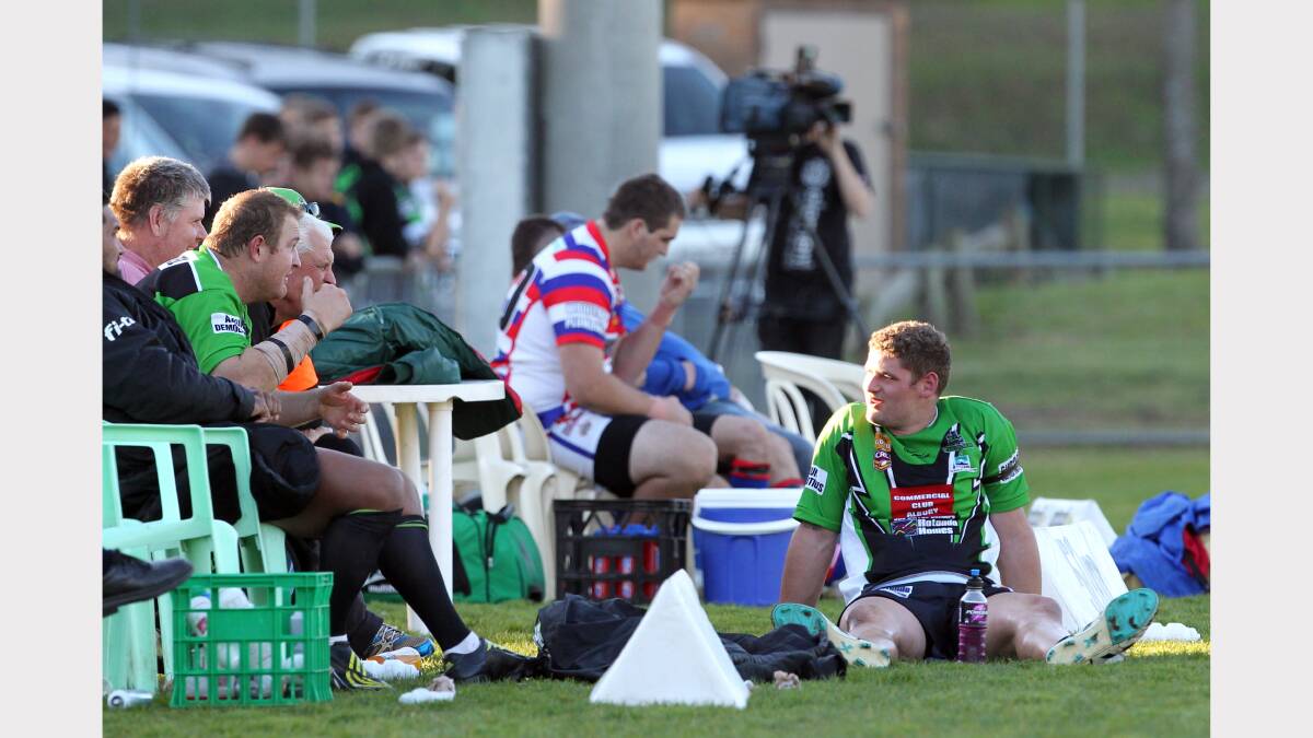 36. Thunder recruit Jake Grace rests on the bench after being taken off late. Picture: MARK JESSER