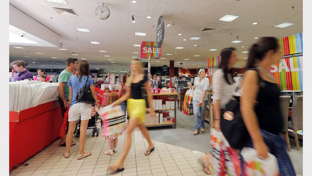 Shoppers searched for bargains in Myer. 