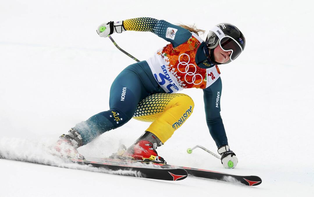 Australia's Greta Small skis during the downhill run of the women's alpine skiing super combined event at the 2014 Sochi Winter Olympics. Picture: REUTERS