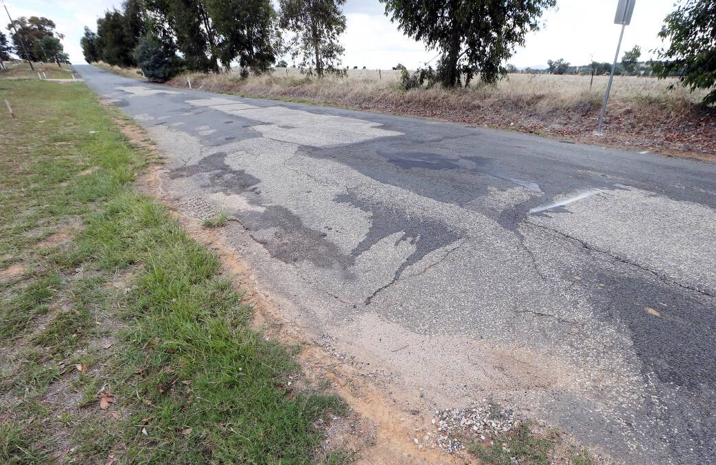 Kerr Road at Thurgoona is in a state of disrepair. Picture: JOHN RUSSELL
