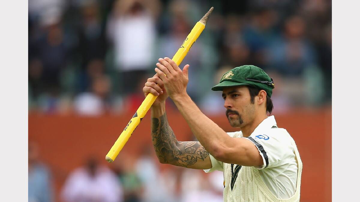  Mitchell Johnson of Australia celebrates winning the second test. Picture: GETTY IMAGES