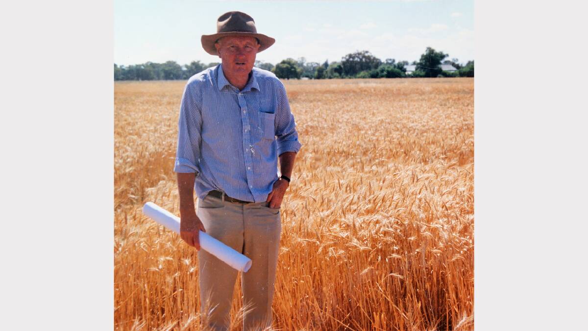 1990s - agronomist John Sykes in the early 1990s on a Corowa property, Warrembool, where a trial was taking place to treat disease in wheat.
