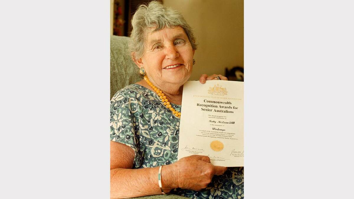 Betty McLean has received a Commonwealth Recognition Award for Senior Australians.