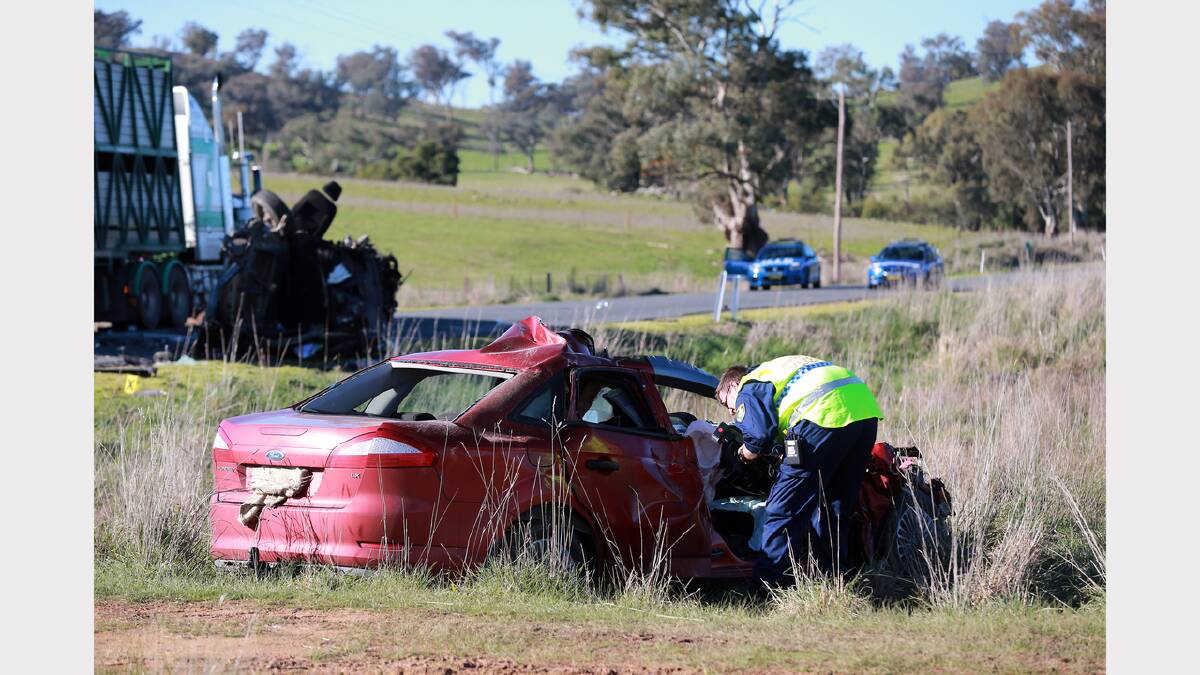 The scene of a deadly three-car crash about 3km from Culcairn.