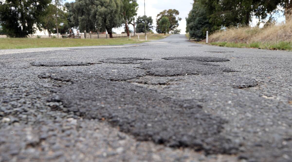 Kerr Road at Thurgoona is in a state of disrepair. Picture: JOHN RUSSELL