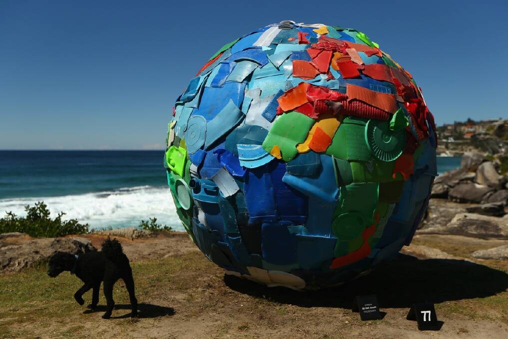 'Plastic World' by artists Carole Purnelle & Nuno Maya is displayed during the 2013 Sculptures by the Sea exhibition at Bondi. (Photo by Cameron Spencer/Getty Images) 