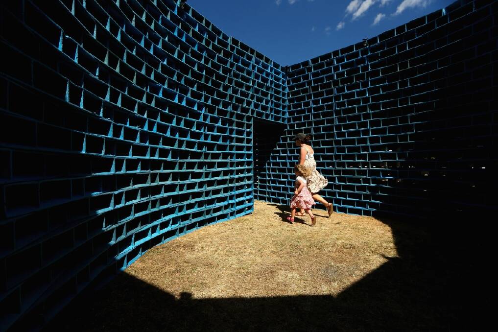 'Pallet Pavillion' by artist Clayton Blake is displayed during the 2013 Sculptures by the Sea exhibition at Bondi on October 24.. (Photo by Cameron Spencer/Getty Images)